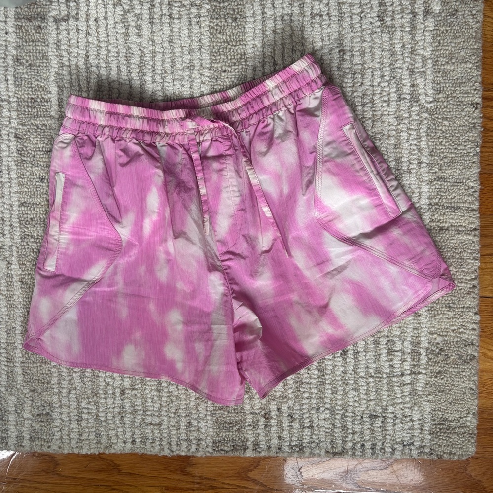 Ganni Pink and White Athletic Shorts